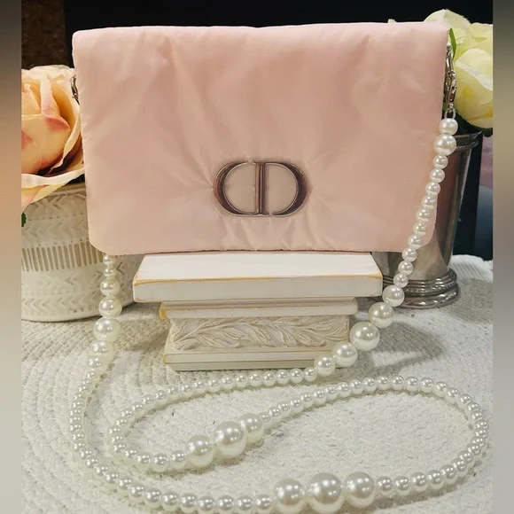 (Last one!!)Christian Dior Pink Clutch Bag with Faux Pearl Chain - NIB - Picture 1 of 11